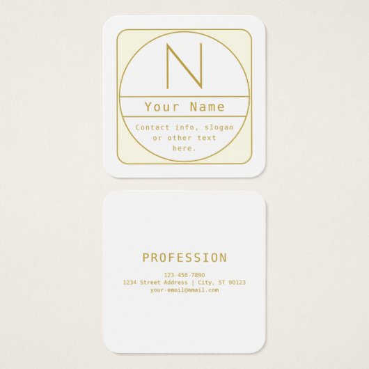 Bewerkbaar Retromodern Design Sjabloon Goud & Wit Vierkante Visitekaartjes (Voorkant /achterkant)