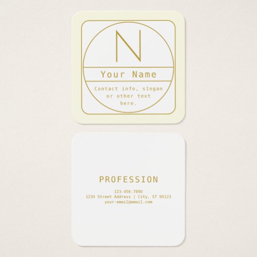 Bewerkbaar Retromodern Design Sjabloon Goud & Wit Vierkante Visitekaartjes (Voorkant /achterkant)