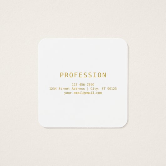 Bewerkbaar Retromodern Design Sjabloon Goud & Wit Vierkante Visitekaartjes (Achterkant)