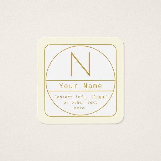 Bewerkbaar Retromodern Design Sjabloon Goud & Wit Vierkante Visitekaartjes (Voorkant)