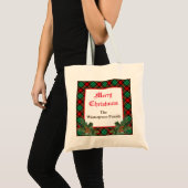 Bewerkbaar rood groen geruit met hulst tote bag (Voorkant (product))