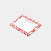 Bewerkbaar rood wit pepermunt patroon vakantie post-it® notes (Schuin)
