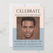 Bewerkbaar Roos en Zee Blauwe Foto Birthday Kaart (Voorkant)