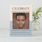 Bewerkbaar Roos en Zee Blauwe Foto Birthday Kaart (Staand voorkant)