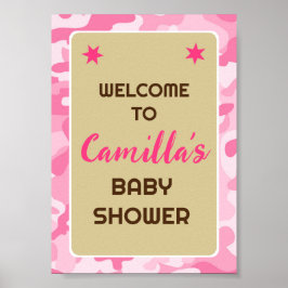 Bewerkbaar Roze Camo Party Welkomstbord Poster