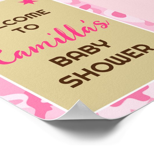 Bewerkbaar Roze Camo Party Welkomstbord Poster (Hoek)