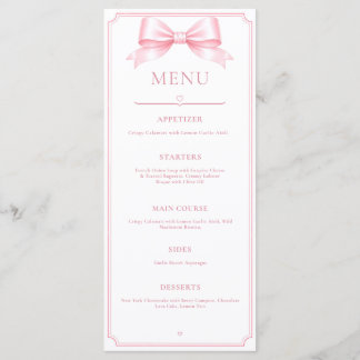Bewerkbaar Roze Elegant Bruiloftsreceptie Menu