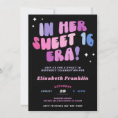 Bewerkbaar Roze en Paarse Satijn Sweet 16 Era Kaart (Voorkant)