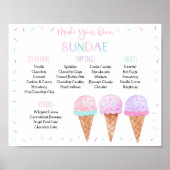 Bewerkbaar Roze Ice Cream Zondag Verjaardagsteken Poster (Voorkant)
