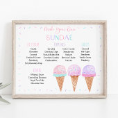 Bewerkbaar Roze Ice Cream Zondag Verjaardagsteken Poster