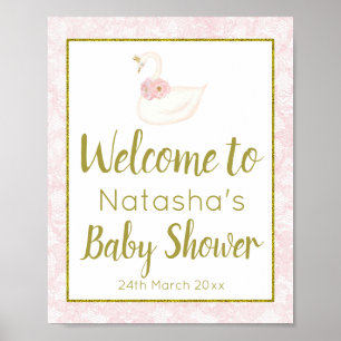 Bewerkbaar Roze Zwaan Feest Welkom Bord Poster