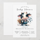 Bewerkbaar Rustic Fun Koe Baby shower Kaart (Voorkant / Achterkant)