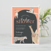 Bewerkbaar Safari Oerwoud Dieren Baby shower Invit Kaart (Staand voorkant)