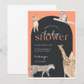 Bewerkbaar Safari Oerwoud Dieren Baby shower Invit Kaart (Voorkant / Achterkant)