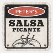 Bewerkbaar Salsa-etiket met grunge-teken Vierkante Sticker (Voorkant)