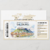 Bewerkbaar Salzburg Vliegticket, Oostenrijk Trip Kaart (Voorkant / Achterkant)