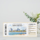 Bewerkbaar San Diego Vliegticket, Californië Trip Kaart (Staand voorkant)