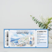 Bewerkbaar Santorini Vliegticket, Griekenland Trip Kaart (Staand voorkant)
