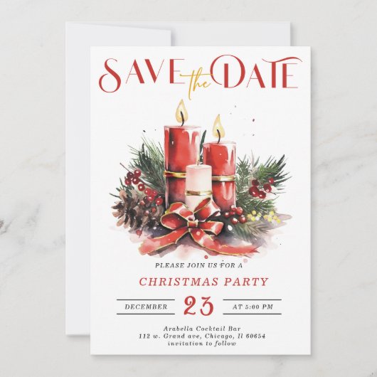 Bewerkbaar Save the Date Sjablonen Kerstfeest Kaart (Voorkant)