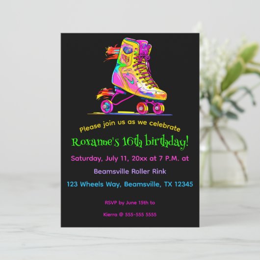 Bewerkbaar Schaats Roller Kaart (Staand voorkant)