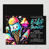 Bewerkbaar Scoop Ice Cream Boy Baby shower Kaart (Voorkant / Achterkant)