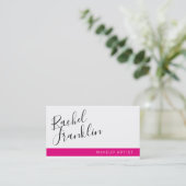 BEWERKBAAR script naam modern chic zwart heet roze Visitekaartje (Staand voorkant)