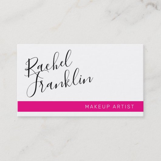BEWERKBAAR script naam modern chic zwart heet roze Visitekaartje (Voorkant)