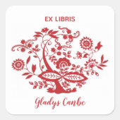 Bewerkbaar sierbloemen ontwerp vierkante sticker (Voorkant)