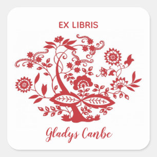 Bewerkbaar sierbloemen ontwerp vierkante sticker