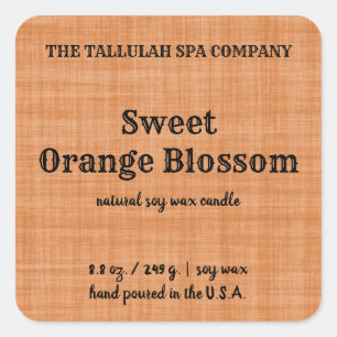 Bewerkbaar Sinaasappel Linnen Candle Label
