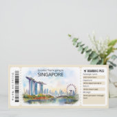 Bewerkbaar Singapore Vliegticket, Singapore Trip Kaart (Staand voorkant)
