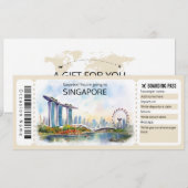 Bewerkbaar Singapore Vliegticket, Singapore Trip Kaart (Voorkant / Achterkant)