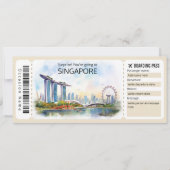 Bewerkbaar Singapore Vliegticket, Singapore Trip Kaart (Voorkant)