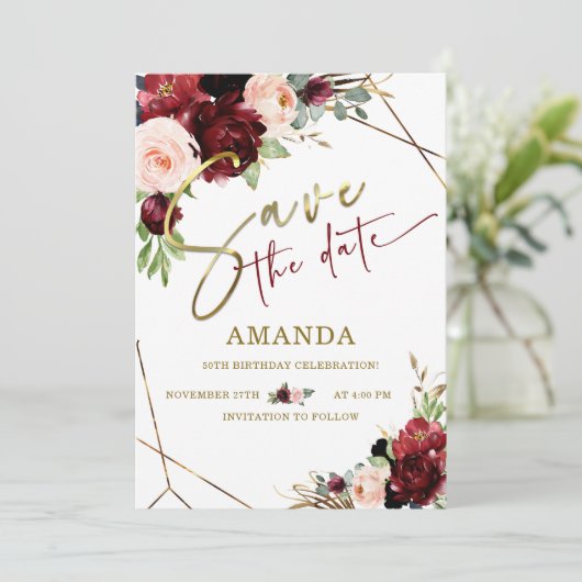 Bewerkbaar Sla de datum 50e verjaardag op Kaart (Staand voorkant)