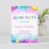 bewerkbaar slijm verjaardagsfeestje kaart (Staand voorkant)
