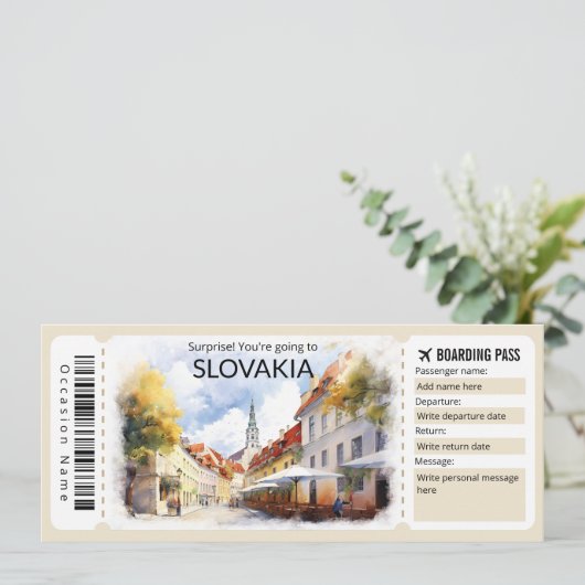 Bewerkbaar Slowakije Vliegticket, Slowakije Trip Kaart (Staand voorkant)