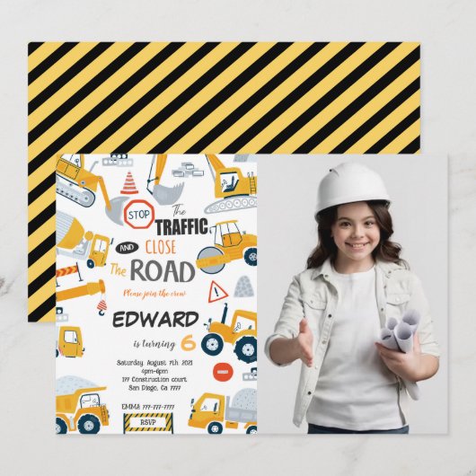 Bewerkbaar Sluit de wegenbouwfoto Kaart (Voorkant / Achterkant)