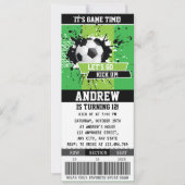 Bewerkbaar Soccer Birthday Party Ticket voor jonge Kaart (Voorkant)