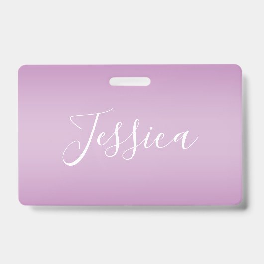 Bewerkbaar Soft Mauve Ombre & White Text Script Badge (Voorzijde)