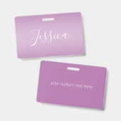 Bewerkbaar Soft Mauve Ombre & White Text Script Badge (Voor- en achterkant)