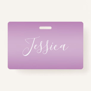 Bewerkbaar Soft Mauve Ombre & White Text Script Badge