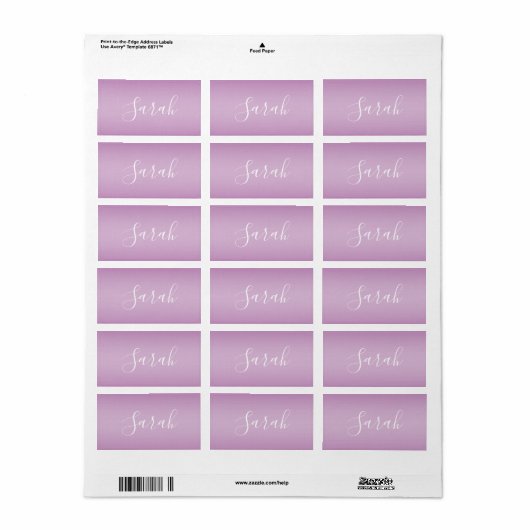 Bewerkbaar Soft Mauve Ombre & White Text Script Etiket (Full Sheet)
