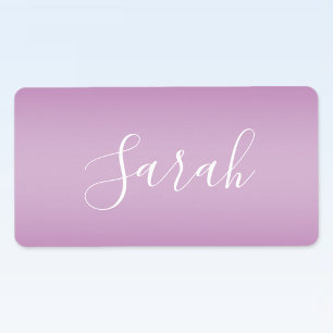 Bewerkbaar Soft Mauve Ombre & White Text Script Etiket
