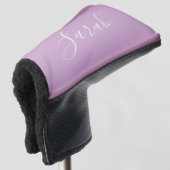 Bewerkbaar Soft Mauve Ombre & White Text Script Golfheadcover (3/4 voorkant)
