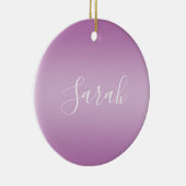 Bewerkbaar Soft Mauve Ombre & White Text Script Keramisch Ornament (Rechts)