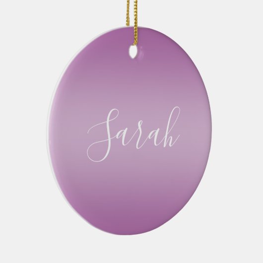 Bewerkbaar Soft Mauve Ombre & White Text Script Keramisch Ornament (Rechts)