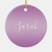 Bewerkbaar Soft Mauve Ombre & White Text Script Keramisch Ornament (Voorkant)