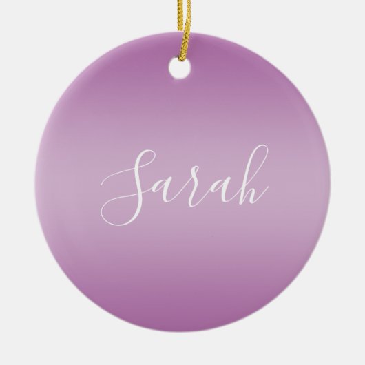 Bewerkbaar Soft Mauve Ombre & White Text Script Keramisch Ornament (Voorkant)
