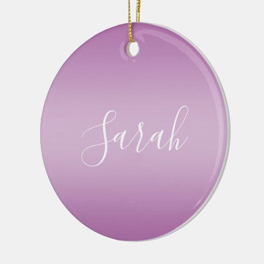 Bewerkbaar Soft Mauve Ombre & White Text Script Keramisch Ornament (Links)