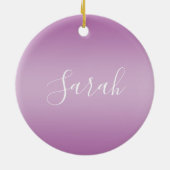 Bewerkbaar Soft Mauve Ombre & White Text Script Keramisch Ornament (Achterkant)